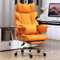 LONXIU Bürostuhl mit Fußstütze - Ergonomischer Gaming- und Chefsessel mit 360° Drehfunktion, 90-135° Verstellbarer Rückenlehne und weichen Armlehnen für optimalen Komfort (Regulär, Orange)