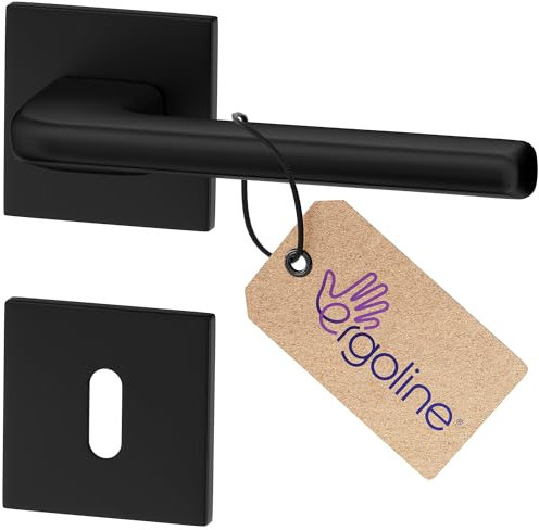 ERGO line Design moderne, poignée de porte noire DISCO, pour portes d'intérieur à clé, la silhouette ultra-fine, poignée carrée noire mate, garnitures de porte, poignée