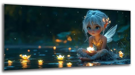 Malen Nach Zahlen Erwachsene Karikatur Klein Malen Nach Zahlen 80X40cm, Engel Bastelset Erwachsene Frauen, Farbiges Leinwand Acrylfarben DIY Ölgemälde Set Dekoration Geschenke für Fraue/Männer-z519