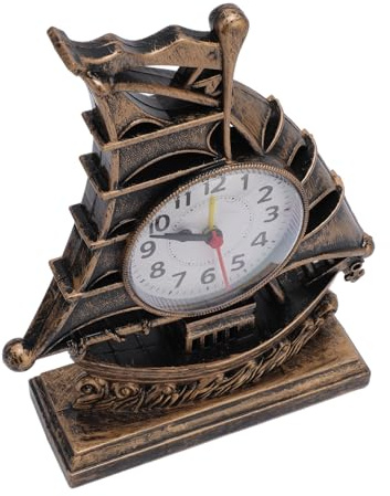Fafeicy Antike Segelboot Model Wecker Maritime Boot Figur Uhr Küstendekorte Schreibtisch Mantelpiece See -Enthusiasten Plastik