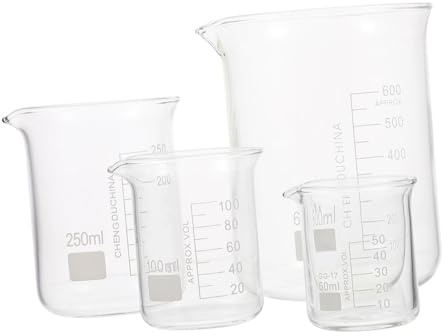 IMIKEYA 4pièces Verre Doseur Gradué Verre Bécher Doseur Pour Laboratoire Orifice Verseur Large