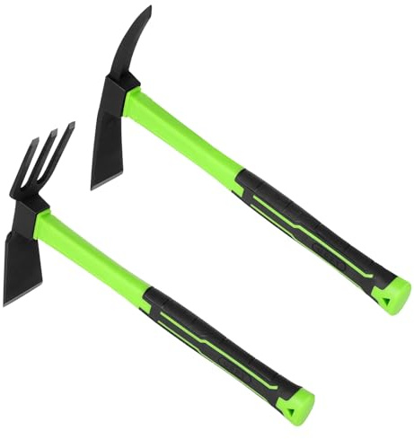 NAUKII 2pcs Spitzhacke 38cm Gartenhacke rutschfeste Komfortgriffe für Gartengeräte Spaten Garten