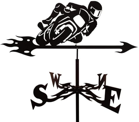 YUZDNM Motorbike Boy Metal Weathervane, Stainless Steel Weather Vane with Roof Mount Roof Garden Decorations for Outdoor Farm Yard Garden Gazebo(C)