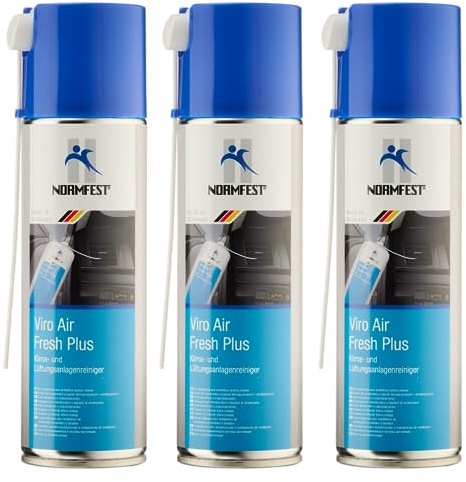 Normfest Viro Air Fresh Plus – Klimaanlagen-Desinfektion und Geruchsentferner für Fahrzeuge, bekämpft Bakterien, Pilze und Keime, frischer Zitrusduft, einfache Anwendung, 3x 300ml
