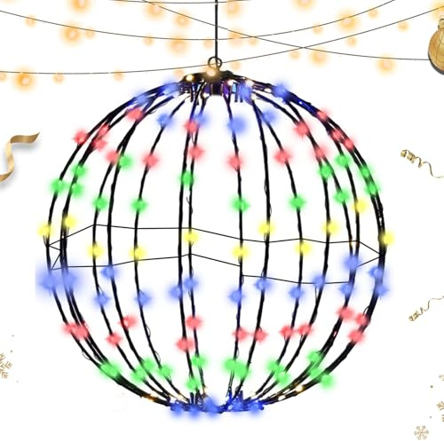 Genérico Beleuchtete Weihnachtskugeln | Faltbare Weihnachtskugeln mit Licht - Dekoration für Bäume Garten und Hochzeit Nacht