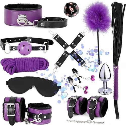 WreGmgg Accesorios Multifuncionales De 12 Piezas De Cuero Suave del Kit De Fitness con Cuerda De Nylon Y MáScara para Los Ojos, Accesorios De Ocio para El Hogar, Regalo De Pareja - D8