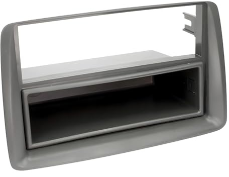 EvoTuning Mascherina Autoradio 2 ISO con portaoggetti Compatibile Con Fiat Panda 169 e 4x4 dal 2003 al 2012 Colore GRIGIO
