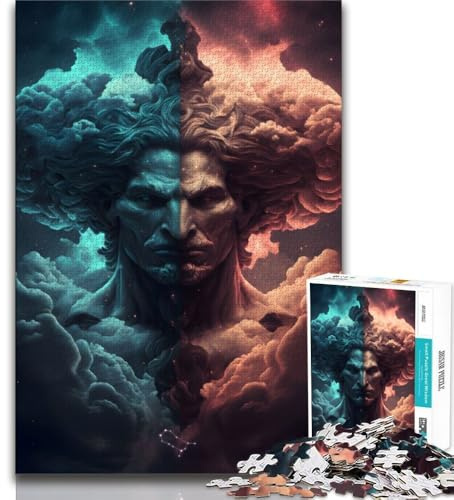Puzzle für Erwachsene 1000 Teile schwieriges Twin Cloud Gemini-Puzzle für Erwachsene pädagogisches Familienspiel geeignet für die Schreibtischdekoration 38x26cm