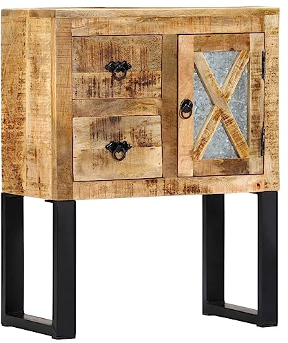 JHQHSM Massives Mangoholz Sideboard 60x30x76 cm Kommode mit Stahlbeinen Stauraum für Wohnzimmer und Esszimmer langlebiges Möbelstück