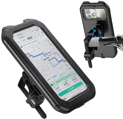 Motorbike Phone Holder Waterproof, Universal 360° Rotation Bicycle Phone Mount, Sensitive Touch ID Bike Phone Holder Compatible with 4 to 6.9 Smartphones