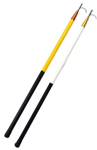 Professionelle Fiberglas-Poolstange mit Edelstahlhaken – Verstellbare Rettungsausrüstung, 1 Stück(Black/White,4m)