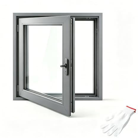 Ventana de emergencia aluminio para sótano y cobertizo, marco aleación reforzado con cristal templado 5mm, ventana pequeña apertura interior cocina, baño gallinero(Gray(WxH),18x19)