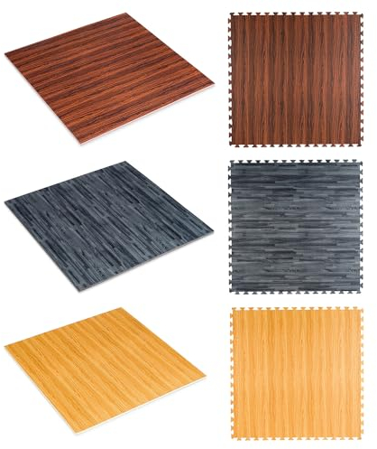 Sport-Thieme Puzzle Sportboden in Holzoptik | Elastische, gelenkschonende, antibakterielle, lärmmindernde Puzzlematte | 100x100 cm, Stärke: 1,4 cm, 2,5 kg | Eva-Schaum | In 3 Farben