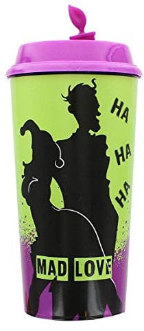 DC Comics Mad Love Harley Quinn and The Joker Travel Cup | Purple