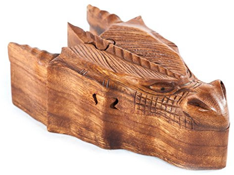 Vikings Schmuckdose Fafnir 17 cm Wikinger Drache Holz-Schmuckschatulle Geschenkbox Drachenfigur Handarbeit Holz