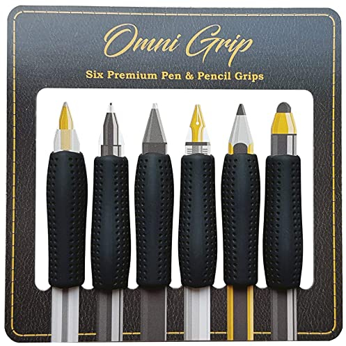 Chrome Cherry Omni Grip, Ergonomic and Comfortable Pen Grip for Pens, Pencils, and Styluses, Designed for Adults and Professionals, Set of 6 (Writing Tools Not Included)