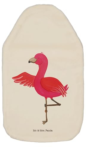 Mr. & Mrs. Panda Wärmflasche Flamingo Yoga - Geschenk, Tiefenentspannung, Namaste, Rosa, Achtsamkeit, Wärmflaschenbezug, Yogapose, Wärmekissen, Baum,
