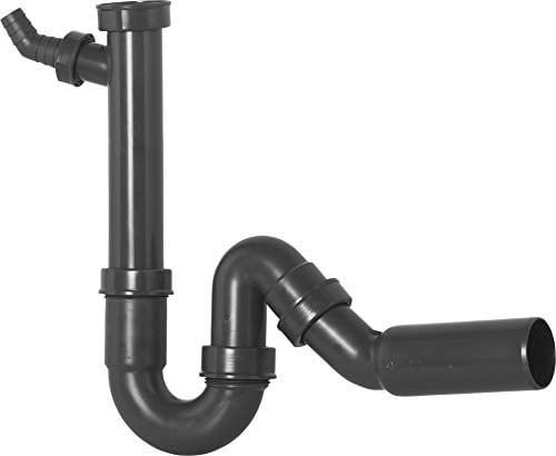 Cornat Rezyklat Röhren-Geruchsverschluss für Spültische - 1 1/2 Zoll x 50 mm - Mit Geräteanschluss & 45° Abzweig - Hergestellt aus recycelten Kunststoffen - Made in Germany Qualität / T353104R