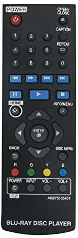 New AKB75135401 Replaced Remote fit for LG 4K Blu-ray Disc Player UBK80 UP870 UP875 BP255 BP350 BP255-N BP350-N BP340 BPM25 BP135 BP145 BP145N BP155 BP155N BP165 BP165N BP240 BP240N BP250 BP255N BP300