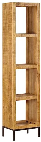 vidaXL Mangoholz Massiv Bücherregal mit 4 Fächern Standregal Aktenregal Raumteiler Wandregal Regal Raumtrenner Holzregal Büroregal 40x30x175cm