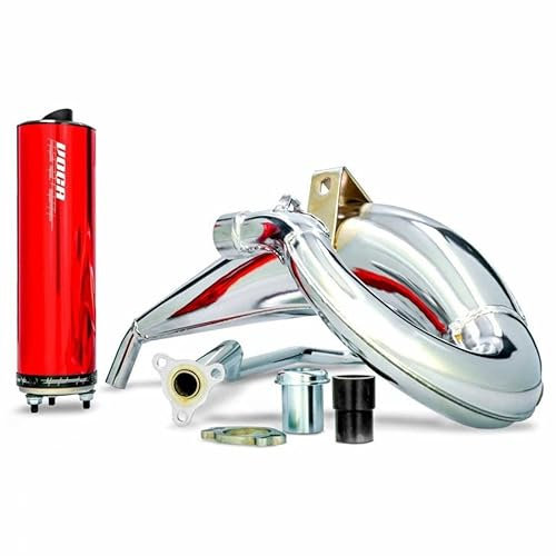 VOCA Pot 50 a Dose Cross Chrome für Derbi 50 Senda, Senda DRD-Aprilia 50 RX, SX(hoher Durchgang â€“ Endschalldämpfer aus Aluminium, Rot)