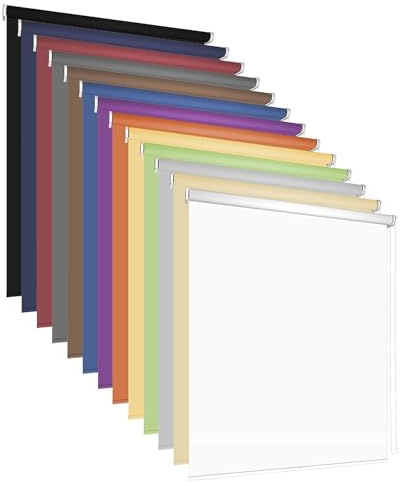 Rollo Sonnenschutz für Fenster & Tür 13 Farben Breite 60-220 cm Stoff Blickdicht Lichtdurchlässig Montage mit Bohren Wand Decke Kettenzugrollo Seitenzugrollo Tageslichtrollo (120 x 180 cm, Weiß)
