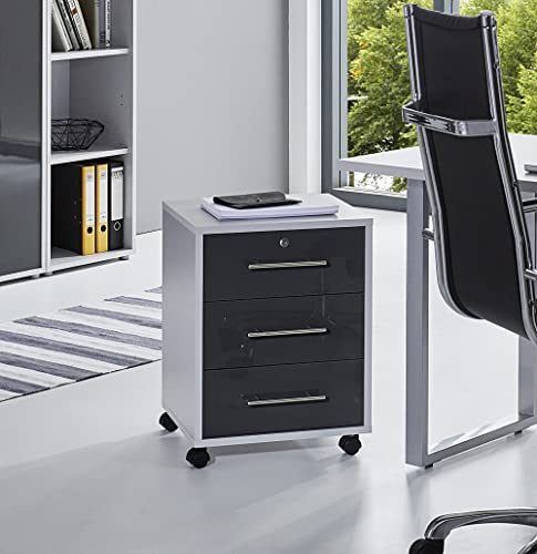moebel-dich-auf.de Rollcontainer TABOR Büro-Rollcontainer Container mit Schubladen (lichtgrau/anthrazit Hochglanz)