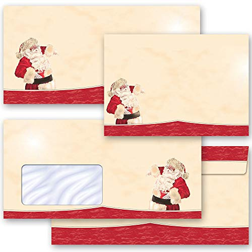 25 Briefumschläge (ohne Fenster) Nikolaus, WEIHNACHTSMANN DIN LANG (220x110 mm) | Paper-Media
