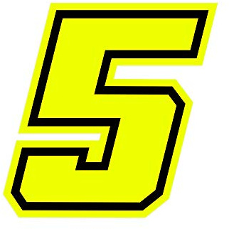 4R Quattroerre.it 13385 Numero Racing 5 Moto GP, Giallo Fluo, 10 x 10 cm
