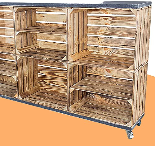 Vintage Möbel 24 GmbH Kommode aus Kisten und Bohlenbrettern auf Rollen, Regal, Raumtrenner in verschiedenen Größen (150x93x30cm mit 3 Regalen)