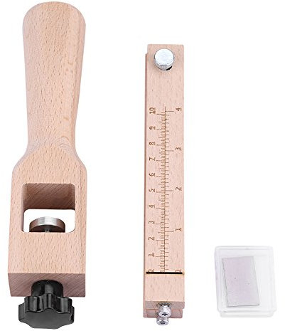 Wooden Leather Cutting Tool Adjustable Strip Strap Belt Cutter Hand Leather Strip Strap Cutting Tool DIY Craft Tools Cutter with 5 Blades