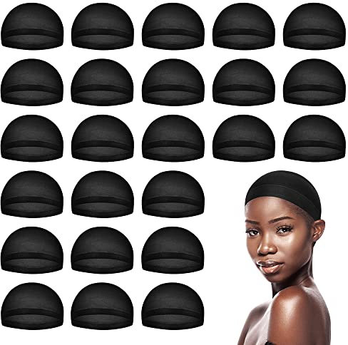 MYKURS Haarnetz für Perücken, Schwarz Perückenkappe, Wig Caps Perückennetz für Frauen, 24 Stücke