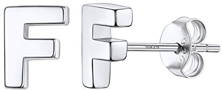 PROSILVER Buchstabe F Ohrstecker Stud Ohrringe Damen Herren klassische 925er Silber Initiale Alphabet Ohrringe Ohr Piercing Ohrschmuck Accessoire für Party Geburtstag