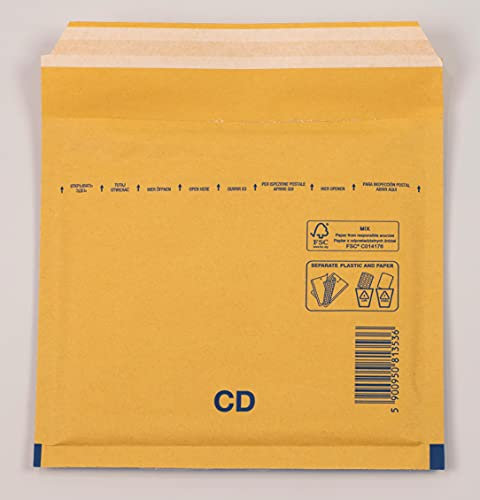 200 Stück Luftpolsterumschlag Luftpolstertasche Versandtasche CD 200x175 mm braun