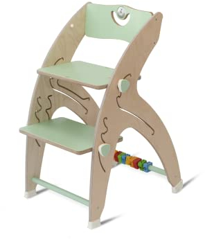 QuarttoLino® 9-in-1 multifunktionaler Hochstuhl - QuarttoLino® kann in ein Kinderhochstuhl, Wippe, Treppe, Hochstand - Lernturm, Rutsche,Babywippe und noch viles mehr umgewandelt werden - Grün