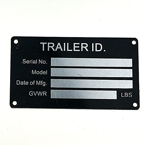 Etiqueta de reemplazo de identificación de Remolque de Aluminio Placa de Vin Serie GVWR médica en Blanco Negro Vin ID Placa