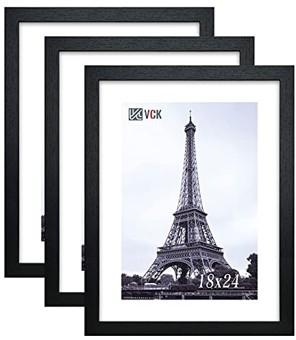VCK 18x24 Frame 3 Pack, Black Solid Wood Concert Poster Frames, Wall Decor
