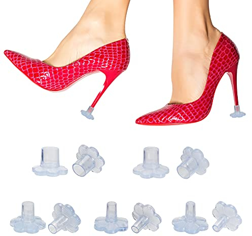 OOTSR 5 Paar transparente Fersenschoner für Schuhe, Damen, Blütenstopper, Fersenschuhsohlen-Reparaturkappen, stoppt Einsinken in unebenem Gras