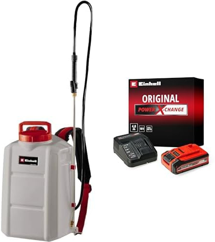 Einhell Pulvérisateur à pression sans fil GE-WS 18/150 Li-Solo Power X-Change (18 V, réservoir de 15 L, buse en laiton, lance de pulvérisation en acier inoxydable) avec chargeur et batterie 4,0Ah