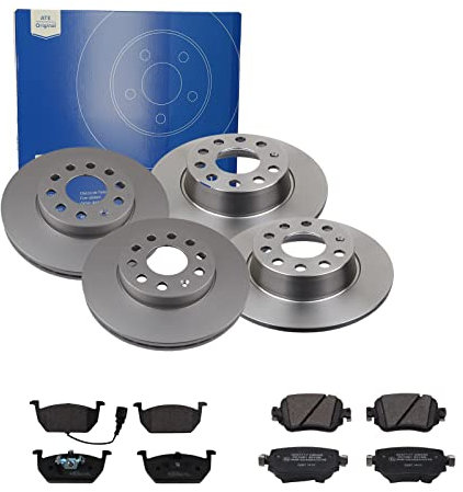 ATE Bremsen-Set 2 Bremsscheiben Ceramic + Bremsbeläge Einbau Vorne Hinten Bremsscheiben-Set Scheibenbremsen SIZW21GX99 passend für Skoda Octavia 3 5E5