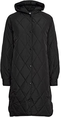 ICHI IHHANSA JA Damen Steppmantel Wintermantel Winterjacke Steppmantel mit Druckknöpfen und Kapuze
