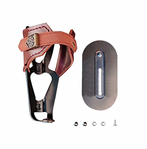 Bike Water Bottle Cage,MoreChioce Vintage Cowhide Leather Bike Drink Water Bottle Holder Brackets Ultra Light Adjustable Aluminum Alloy Water Bottle Cage for MTB Road Bike,Paste
