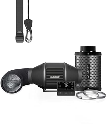 AC Infinity Air Filtration PRO Kit 100 mm, Inline-Ventilator, Temperatur Luftfeuchtigkeit VPD Controller mit WiFi-App-Steuerung, Kohlefilter, Luftführung, Belüftungssystem für Wachstumszelte