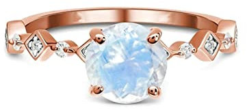 Bishilin Ringe Frauen Silber 925, Trauringe 4-Steg-Krappenfassung mit Mondstein Hochzeitsringe Verlobung Ring Rosegold Gr.57 (18.1)