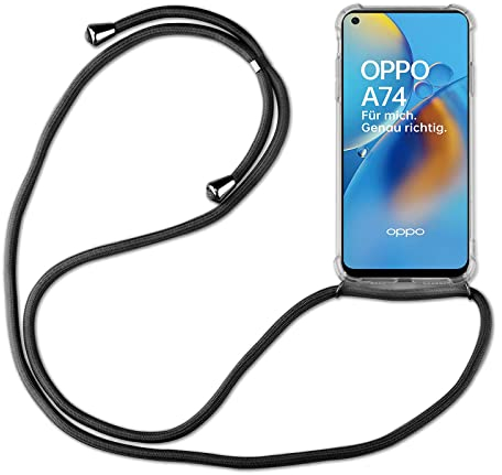 betterfon Hülle Kompatibel mit Oppo A74 4G | Handykette Smartphone Halskette Hülle mit Band | Handyhülle mit Kordel zum Umhängen Kompatibel für A74 4G | Schwarz
