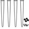 Ansobea Hairpin Legs tischbeine Metall schwarz Tischkufen Haarnadel Tischbein 12 mm, Hairpin Legs aus Stahl, 2-Stange Bein, 72 cm 4 Stück