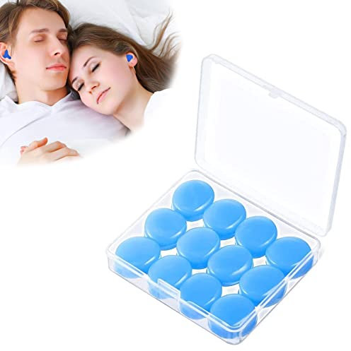 Bouchon D'oreille pour Dormir, Bouchon D'oreille en Silicone, Bouchons Anti Bruit, Boule Quies Silicone, Bouchons D'oreille Souples, Protection Auditive, Réutilisables, Dormir, Natation, 12 Pièces