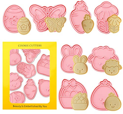 Ostern Keksausstecher Set 8Pcs 3D Keksausstecher Ostereier Hase Keksausstecher Backform für Ostern DIY Backen Kuchen Party Supplies
