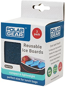 Polar Gear 3 Pack 8cm Freezer Blocks Ice Brick – Long lasting Reusable Ice Boards - Cooler Block for Travel Picnic – Just Freeze and place in your Cool Bag Box to keep food & drinks cool – Navy Blue