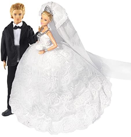 12 Stück Traumhochzeit Kleidung Geschenkset Hochzeitskleidung Puppe Kleider Puppenbekleidung Abendkleid Kleidung mit Brautschleier für 11.5 Zoll Mädchen Puppen